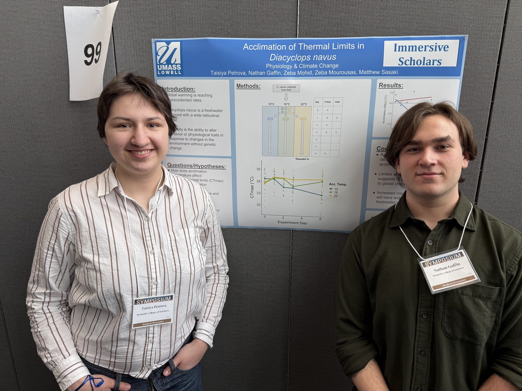 Taisiya and Nathan in front of their research poster
